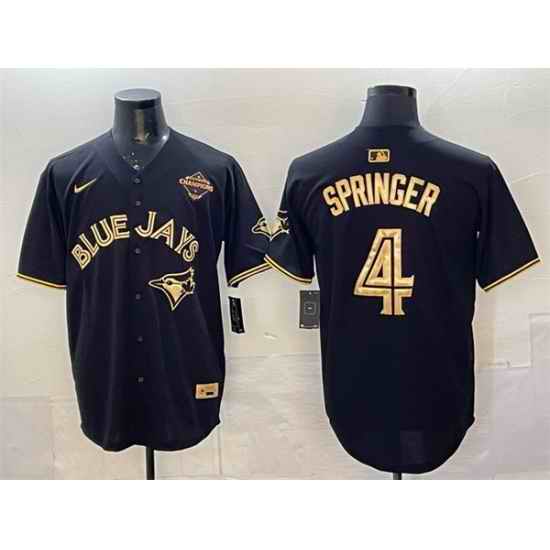 Men Toronto Blue Jays 4 George Springer Black Gold 2025 American League Champions Limited Stitched Baseball Jersey