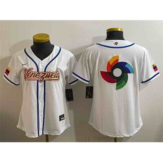 Youth Venezuela Baseball White 2026 World Baseball Classic Big Logo Home Stadium Stitched Baseball Jersey