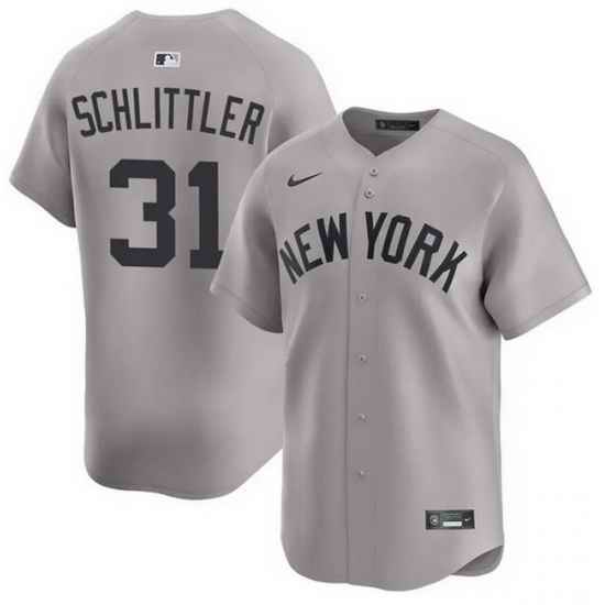 Men New York Yankees  31 Cam Schlittler Grey 2026 Road Limited Stitched Baseball Jersey