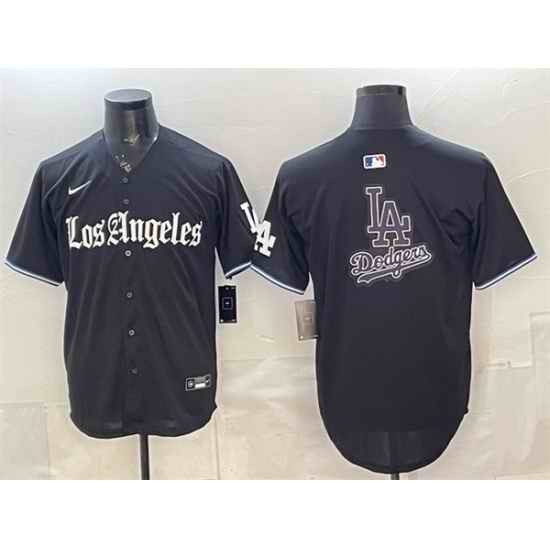 Men Los Angeles Dodgers Team Big Logo Black  Gothic Edition  Vapor Premier Limited Stitched Baseball Jersey s
