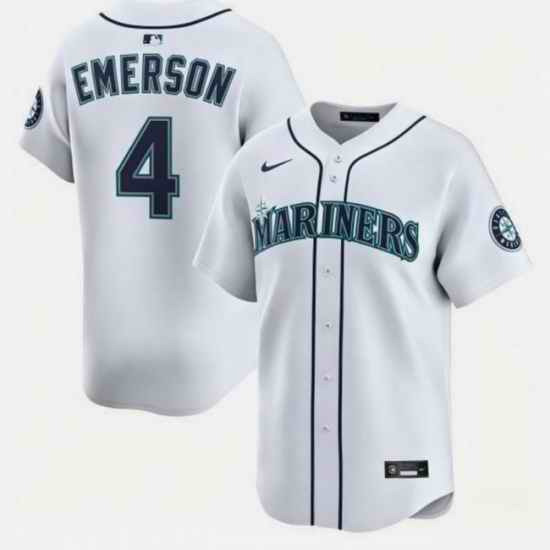 Men Seattle Mariners  4 Colt Emerson White Cool Base Stitched Baseball Jersey
