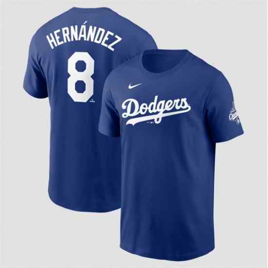 Men Los Angeles Dodgers 8 Enrique Hernandez Royal 2025 World Series Champions Name  26 Number T Shirt