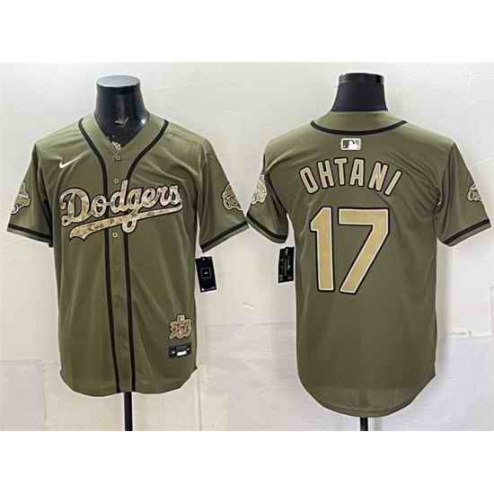 Men Los Angeles Dodgers  17 Shohei Ohtani Olive 2026 Armed Forces Day Stitched Baseball Jersey
