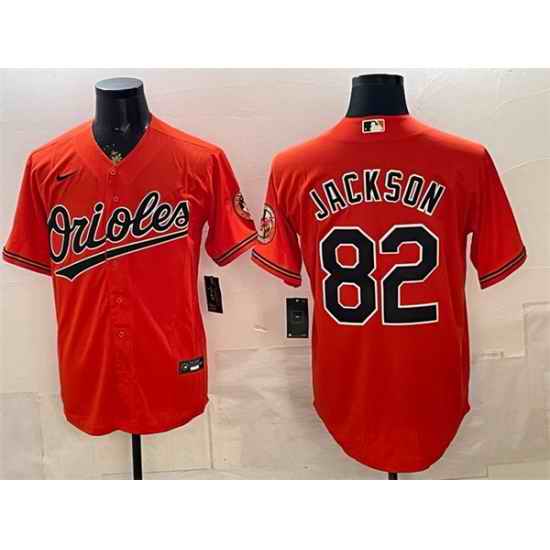 Men Baltimore Orioles  82 Jeremiah Jackson Orange Cool Base Stitched Baseball Jersey
