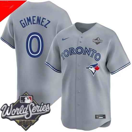 Men Toronto Blue Jays 0 Andres Gimenez Cool Base Stitched Baseball Jersey Gray