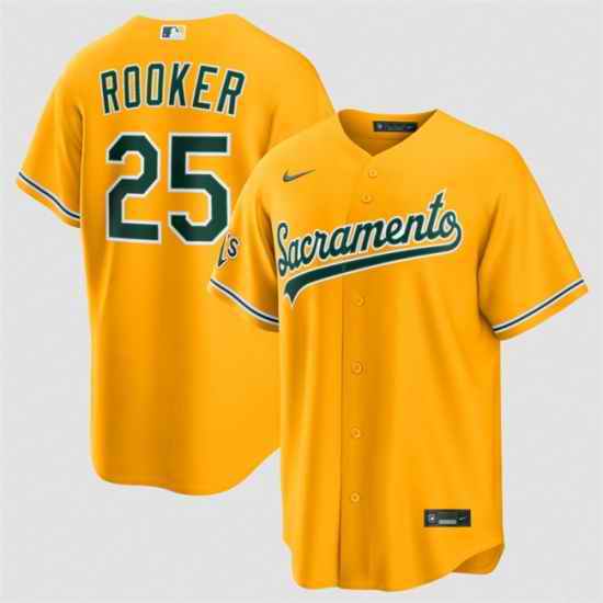 Men Oakland Athletics  25 Brent Rooker 2026 Yellow Alternate Sacramento Celebrating 125 Years Vapor Limited Stitched Baseball Jersey