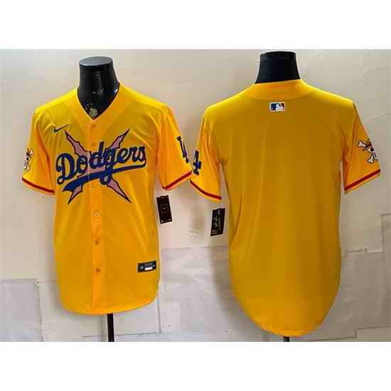 Men Los Angeles Dodgers x One Piece Blank Yellow Vapor Premier Limited Stitched Baseball Jersey