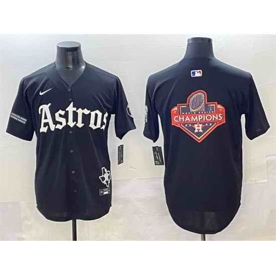 Men Houston Astros Team Big Logo Black Gothic  27Houston Born Barrio Raised 27 Limited Stitched