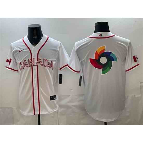 Men Canada Baseball White 2026 World Baseball Classic Big Logo Home Stadium Stitched Jersey