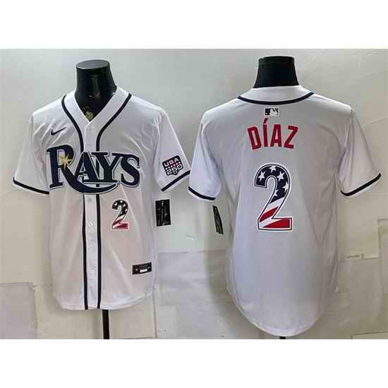 Men Tampa Bay Rays 2 Yandy Diaz White 2026 USA 250 Fourth of July Home Stitched Baseball Jersey