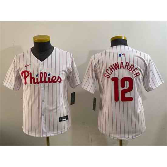 Youth Philadelphia Phillies 12 Kyle Schwarber White Limited Stitched Jersey
