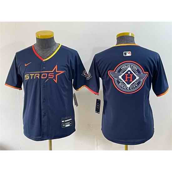 Youth Houston Astros Team Big Logo Navy 2025 City Connect Limited Stitched Baseball Jersey