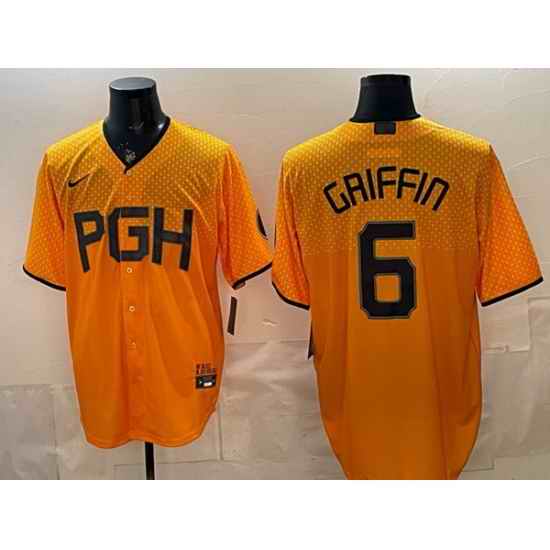 Men Pittsburgh Pirates  6 Konnor Griffin Gold City Connect Stitched Jersey