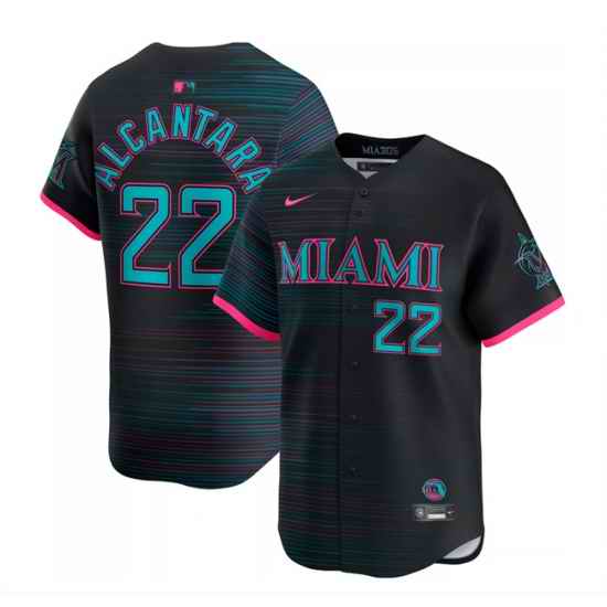 Men Miami Marlins 22 Sandy Alcantara Black 2025 City Connect Limited Stitched Baseball Jersey