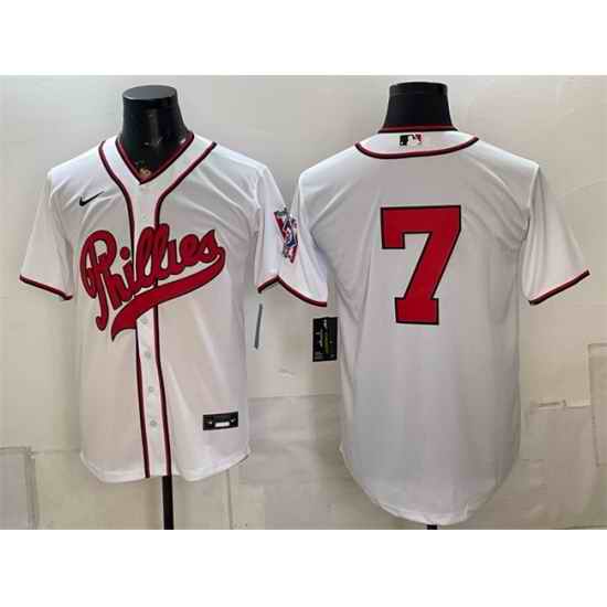 Men Philadelphia Phillies  7 Trea Turner White 2026 Field of Dreams Stadium Stitched Baseball Jersey