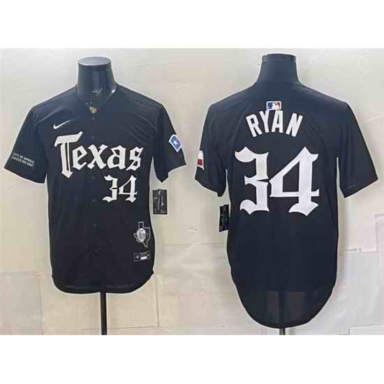 Men Texas Rangers  34 Nolan Ryan Black Gothic Mexico 2025 Vapor Premier Limited Stitched Baseball Jersey