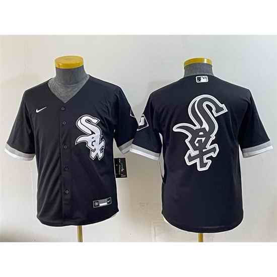 Youth Chicago White Sox Team Big Logo Black Stitched Baseball Jersey