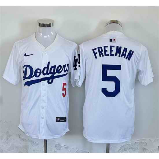 Men Los Angeles Dodgers 5 Freddie Freeman White Home Limited Stitched Baseball Jersey