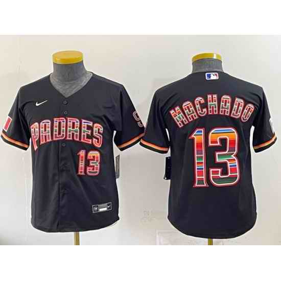 Youth San Diego Padres 13 Manny Machado Black Mexico Cool Base Stitched Baseball Jersey