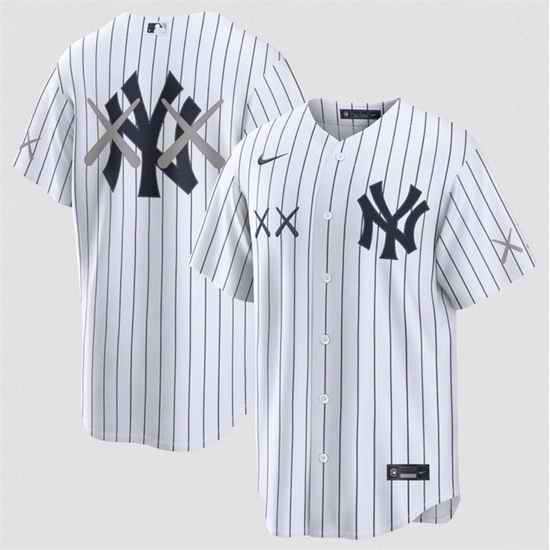 Men  New York Yankees x-KAWS White Stadium Stitched Baseball Jersey
