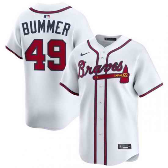 Men Atlanta Braves Nike Alternate Limited Jersey White Bummer Aaron 49
