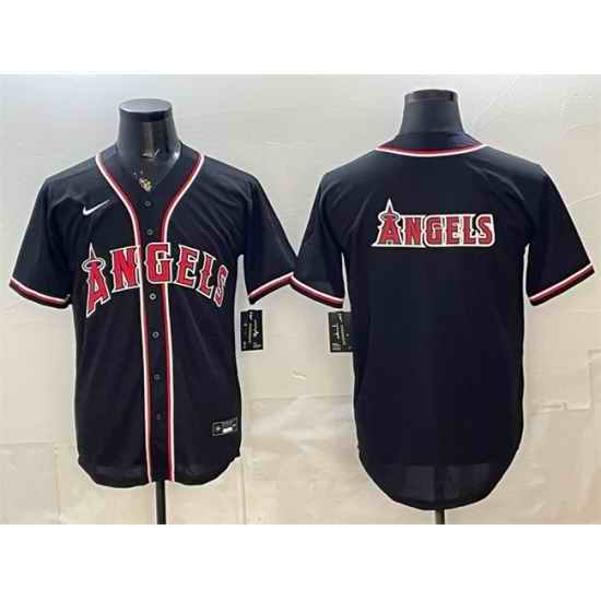 Men Los Angeles Angels Team Big Logo 2026 Fashion Replica Black Out Stitched Baseball Jersey