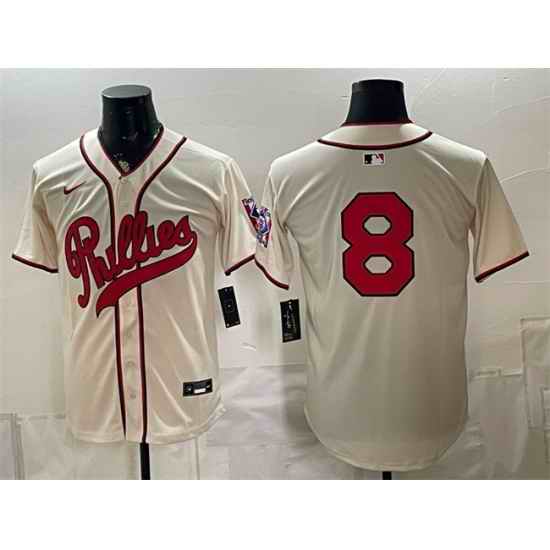 Men Philadelphia Phillies 8 Nick Castellanos Cream 2026 Field of Dreams Stadium Stitched Baseball Jersey