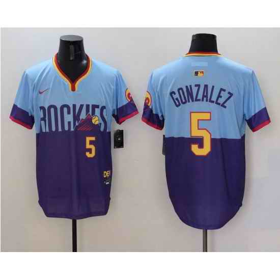 Men Colorado Rockies 5 Carlos Gonzalez Purple Light Blue 2025 City Connect Limited Stitched Baseball Jersey