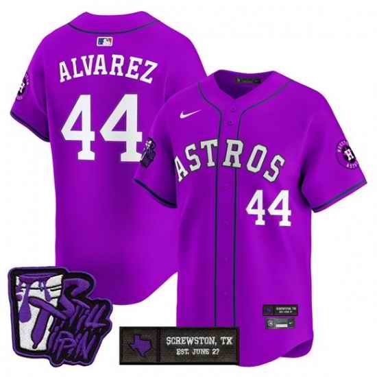 Men Houston Astros  44 Yordan Alvarez DJ Screw Still Tippin Purple Patch Vapor Limited Stitched Baseball Jersey
