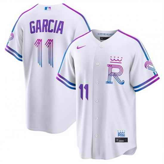 Men Kansas City Royals  11 Maikel Garcia White 2026 City Connect Stadium Stitched Baseball Jersey