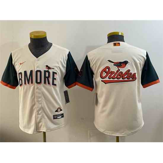 Youth Baltimore Orioles Team Big Logo Natural 2026 City Connect Stadium Stitched Baseball Jersey
