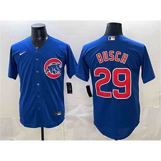 Men Chicago Cubs  29 Michael Busch Royal Cool Base Stitched Baseball Jersey