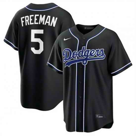 Men Los Angeles Dodgers  5 Freddie Freeman 2026 Fashion Replica Black Out Stitched Baseball Jersey