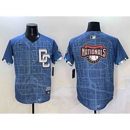 Men Washington Nationals Team Big Logo Blue 2025 City Connect Limited Stitched Baseball Jersey