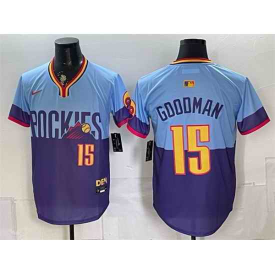 Men Colorado Rockies  15 Hunter Goodman Purple Light Blue 2025 City Connect Limited Stitched Baseball Jersey