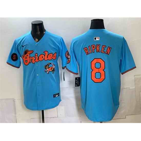 Men Baltimore Orioles  8 Cal Ripken Jr  Blue With Patch Vapor Premier Limited Stitched Baseball Jersey