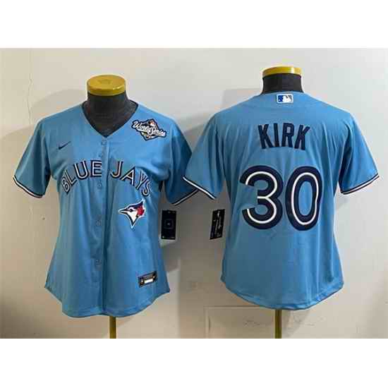 Women Toronto Blue Jays 30 Alejandro Kirk Blue 2025 World Series Cool Base Stitched Baseball Jersey