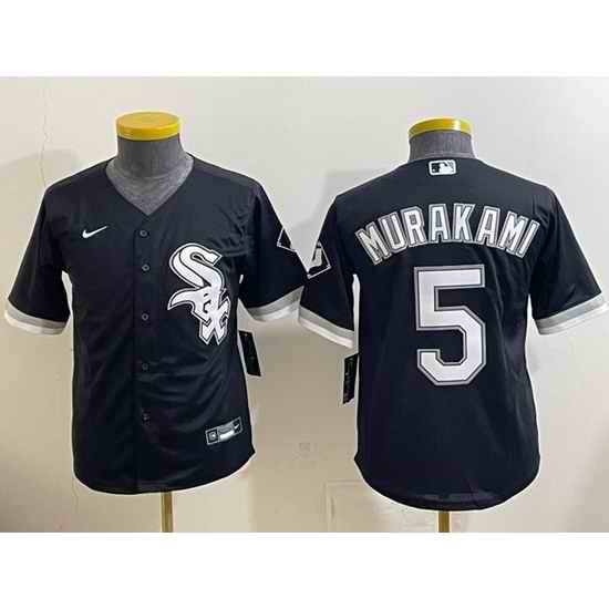 Youth Chicago White Sox 5 Munetaka Murakami Black Stitched Baseball Jersey
