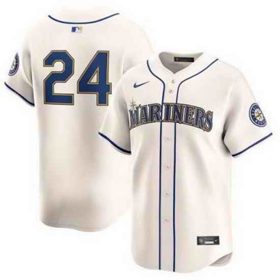 Men Mariners 24 Ken Griffey Jr  Cream Cool Base Jersey
