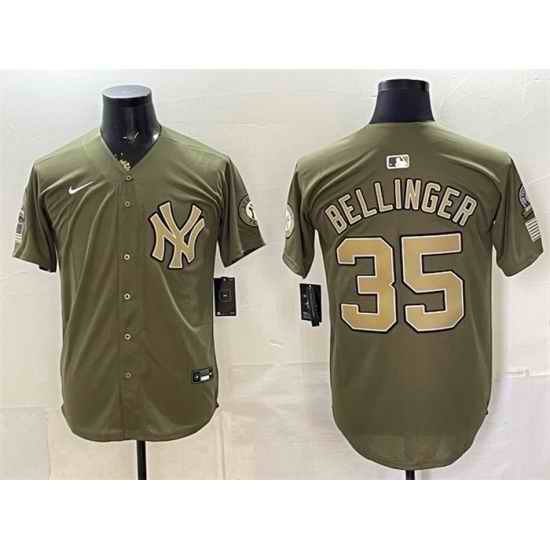 Men New York Yankees  35 Cody Bellinger Olive 2026 Armed Forces Day Stitched Baseball Jersey