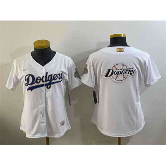 Youth Los Angeles Dodgers Team Big Logo White 2026 Gold Collection Stadium Stitched Baseball Jersey
