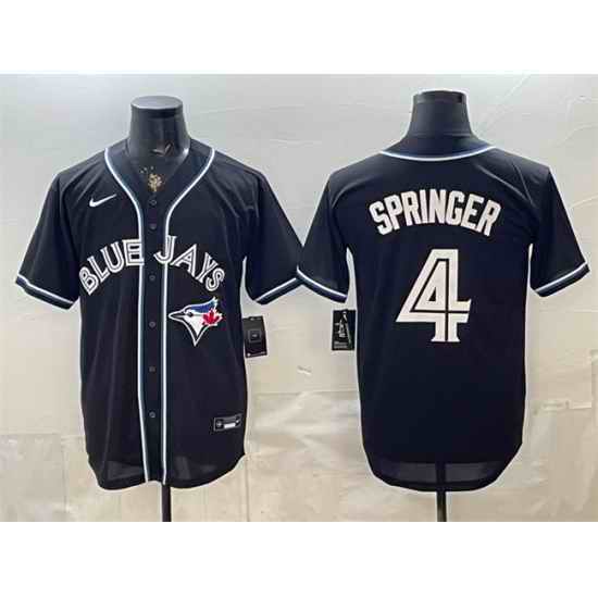Men Toronto Blue Jays  4 George Springer 2026 Fashion Replica Black Out Stitched Baseball Jersey