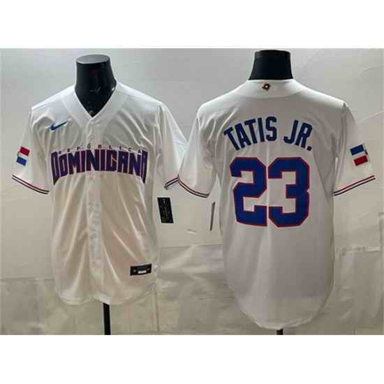 Men Dominican Republic Baseball  Fernando Tatis Jr  White World Baseball Classic Stitched Jersey