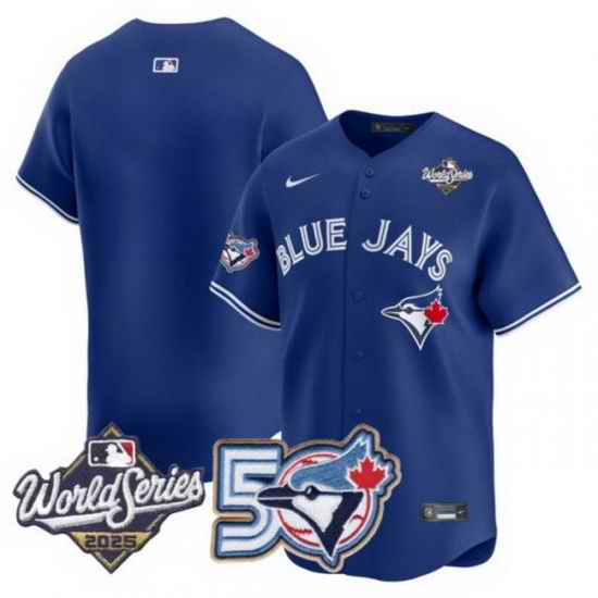 Men Women Youth Blue Jays 50th Patch 2025 World Series Royal Team Blank Stitched Jersey