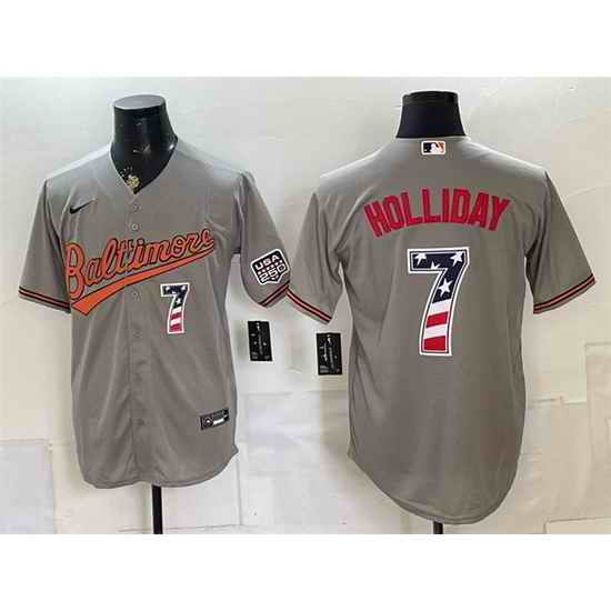 Men Baltimore Orioles  7 Jackson Holliday Grey USA 250 Fourth of July Home Stitched Baseball Jersey
