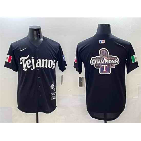 Men Texas Rangers Team Big Logo Black Mexico 2025 Vapor Premier Limited Stitched Baseball Jersey 1