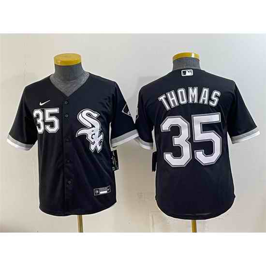 Youth Chicago White Sox 35 Frank Thomas Black Stitched Baseball Jersey