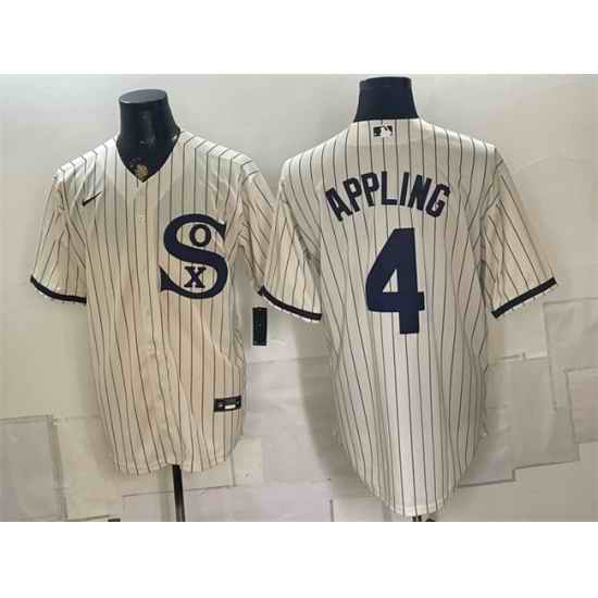 Men Chicago White Sox  4 Luke Appling Cream Cool Base Stitched Baseball Jersey