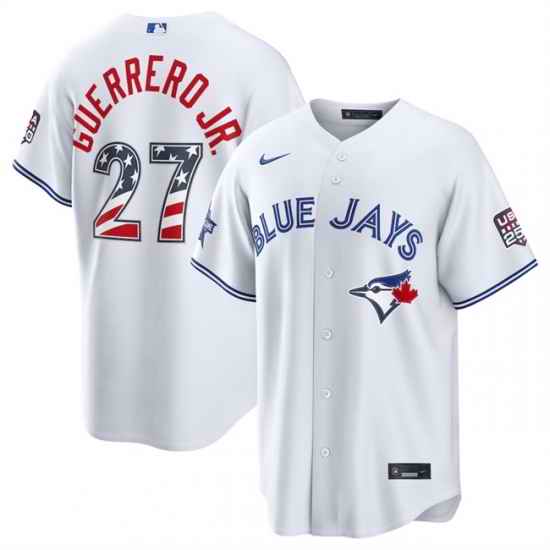 Men Toronto Blue Jays  27 Vladimir Guerrero Jr  White 2026 All Star Edition Stars   Stripes Stadium Pick A Player Stitched Baseball Jersey