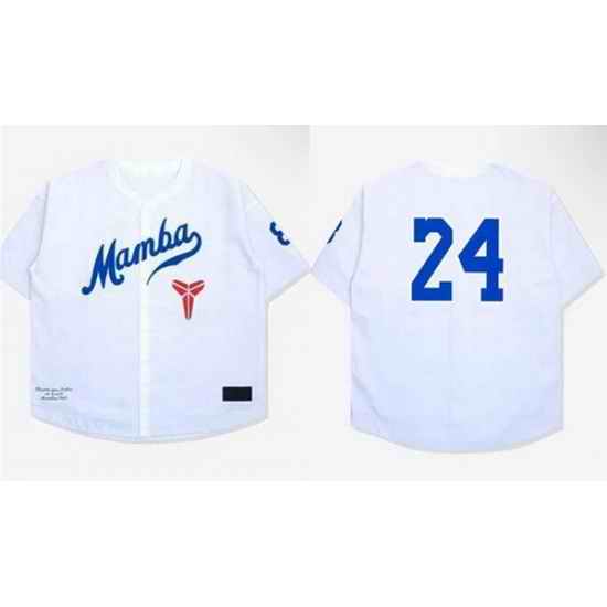 Men Los Angeles Dodgers 24 Kobe Bryant White Mamba Stitched Baseball Jersey